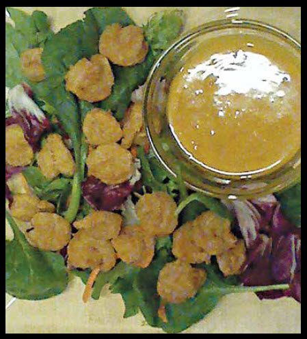 Popcorn Shrimp Salad With Honey Mustard Salad Dressing