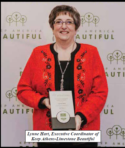 Keep America Beautiful Awards Keep Athens-Limestone Beautiful’s Lynne Hart with the National Nonprofit’s Professional Leadership Award